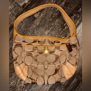 Coach Beige and Brown Shoulder Bag